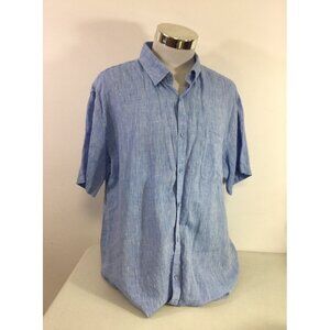 Amiani Blue Linen Chambray Shirt Resort Wear Men’s 2XL